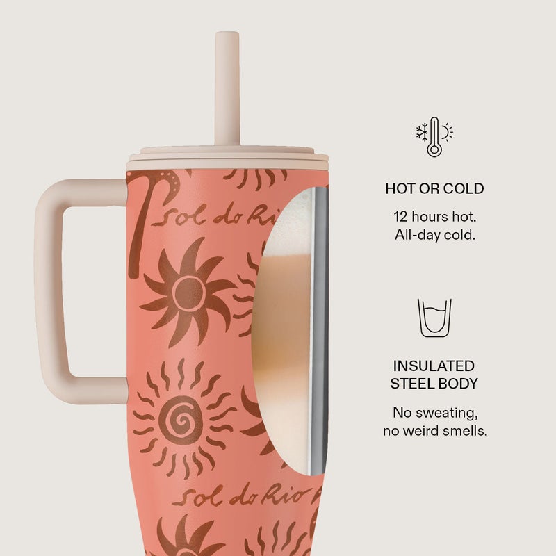 Burga 40oz (1.2L) Insulated Stainless Steel Tumbler with Handle & Leakproof Straw Lid – Double Wall Vacuum Travel Mug, Keeps Drinks Hot up to 12 Hours & Cold All Day, Cup Holder Friendly Reusable Bottle Ipanema - Image 5